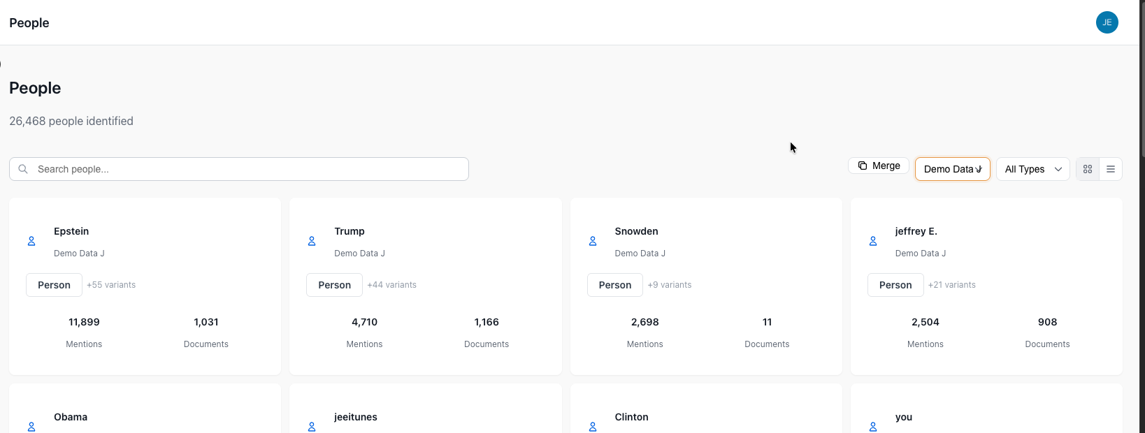 Entity and people search